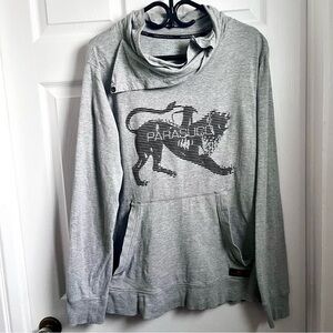 Parasuco Shirt Shawl Collar Mock Neck Henley Longsleeve Pullover Grey Men XL